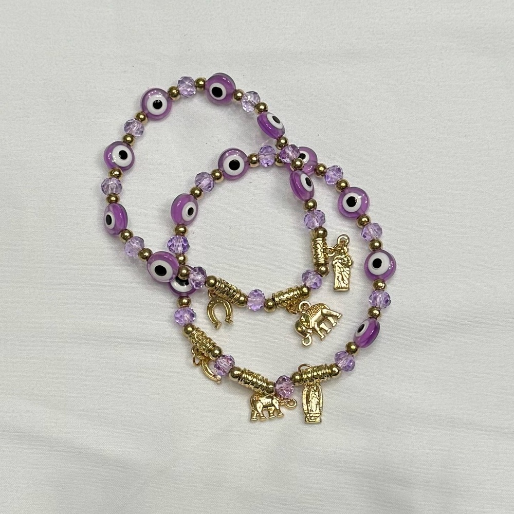 Good luck charm evils eye bracelets purple #10